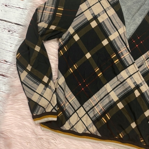 Anthropologie Conditions Apply Brown Plaid Wrap Suzette Top - Picture 9 of 10